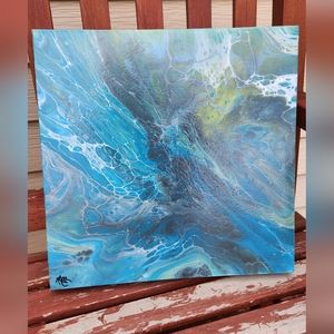 "Triton's Fury' Handcrafted Acrylic Paint Pour